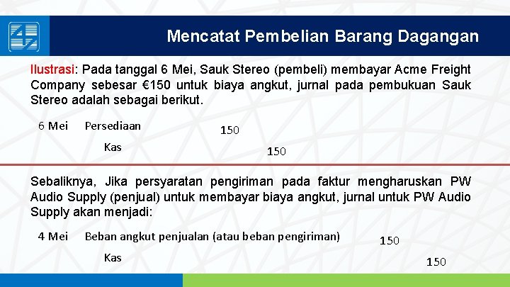 Mencatat Pembelian Barang Dagangan Ilustrasi: Pada tanggal 6 Mei, Sauk Stereo (pembeli) membayar Acme