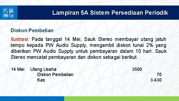 Lampiran 5 A Sistem Persediaan Periodik Diskon Pembelian Ilustrasi: Pada tanggal 14 Mei, Sauk