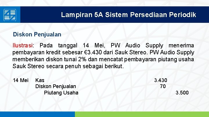 Lampiran 5 A Sistem Persediaan Periodik Diskon Penjualan Ilustrasi: Pada tanggal 14 Mei, PW