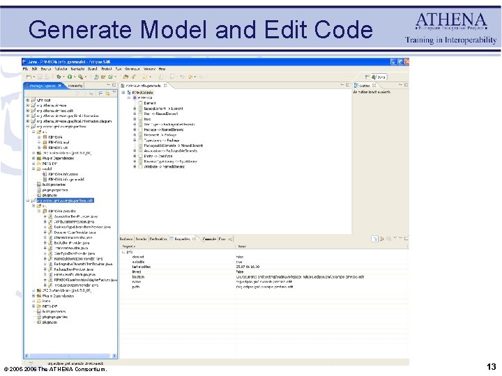 Generate Model and Edit Code © 2005 -2006 The ATHENA Consortium. 13 
