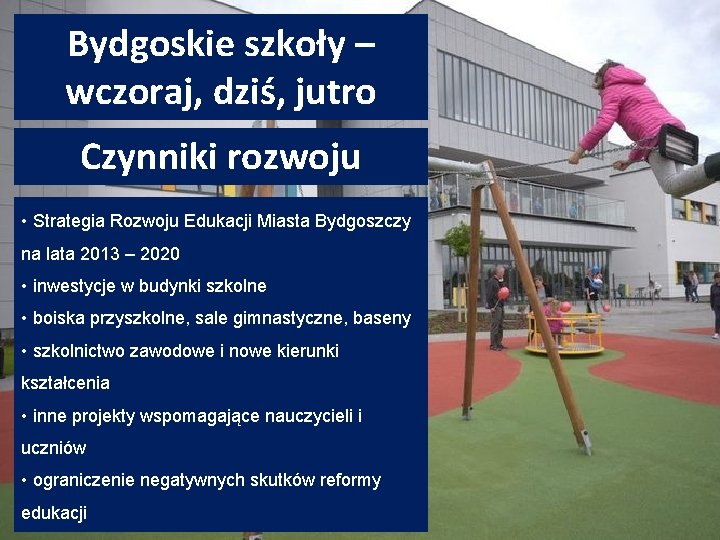 Bydgoskie szkoły – wczoraj, dziś, jutro Czynniki rozwoju • Strategia Rozwoju Edukacji Miasta Bydgoszczy