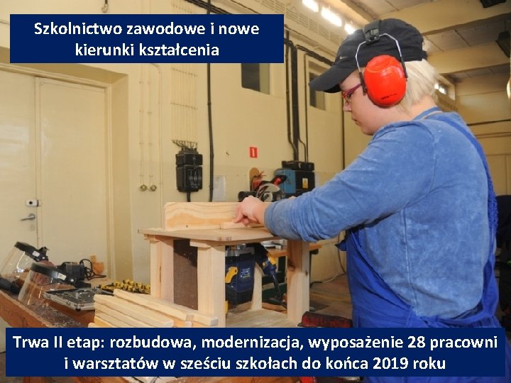 Szkolnictwo zawodowe i nowe kierunki kształcenia Trwa II etap: rozbudowa, modernizacja, wyposażenie 28 pracowni