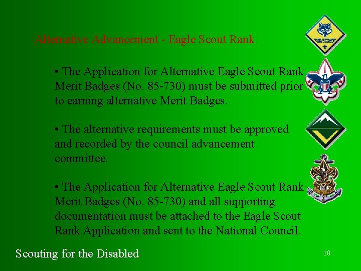 Alternative Advancement - Eagle Scout Rank • The Application for Alternative Eagle Scout Rank