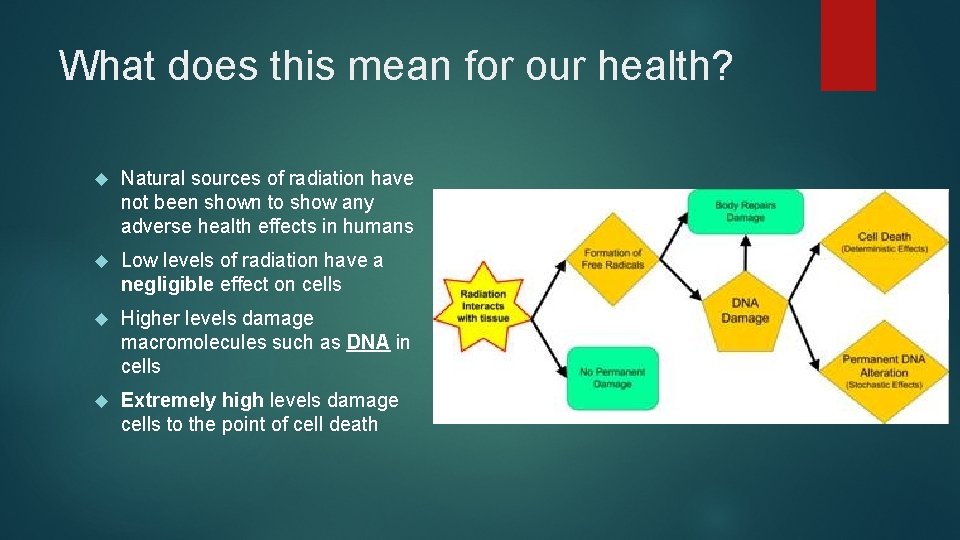 What does this mean for our health? Natural sources of radiation have not been