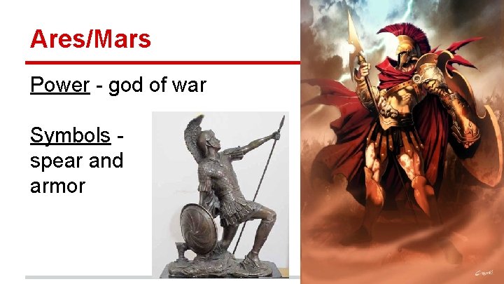 Ares/Mars Power - god of war Symbols spear and armor 