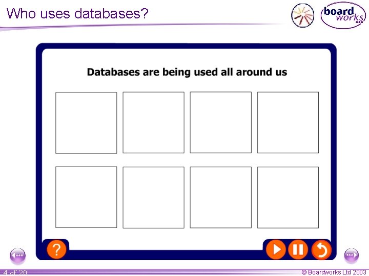 Who uses databases? 4 of 20 © Boardworks Ltd 2003 