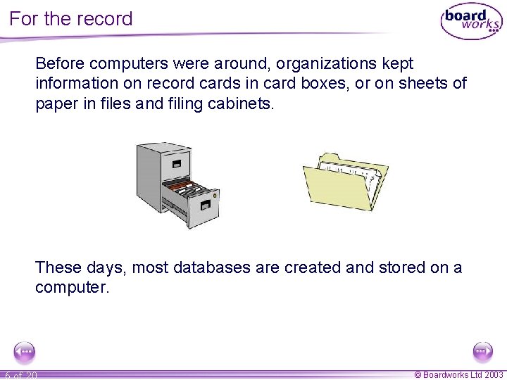 For the record Before computers were around, organizations kept information on record cards in