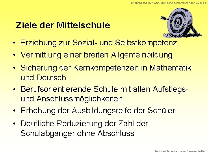 Elternabend zur Wahl der berufsorientierenden Zweige Ziele der Mittelschule • Erziehung zur Sozial- und