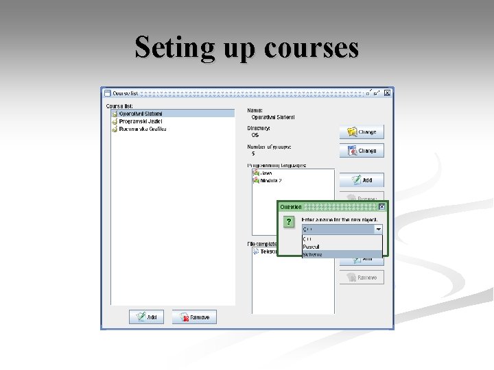 Seting up courses 