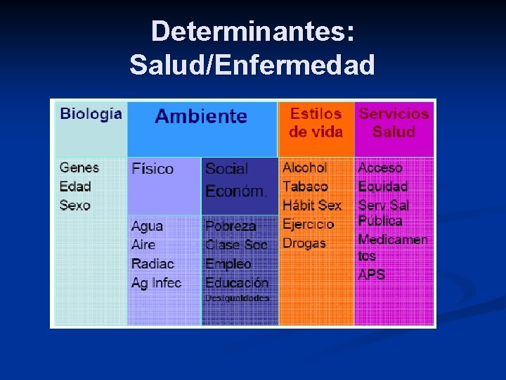 Determinantes: Salud/Enfermedad 