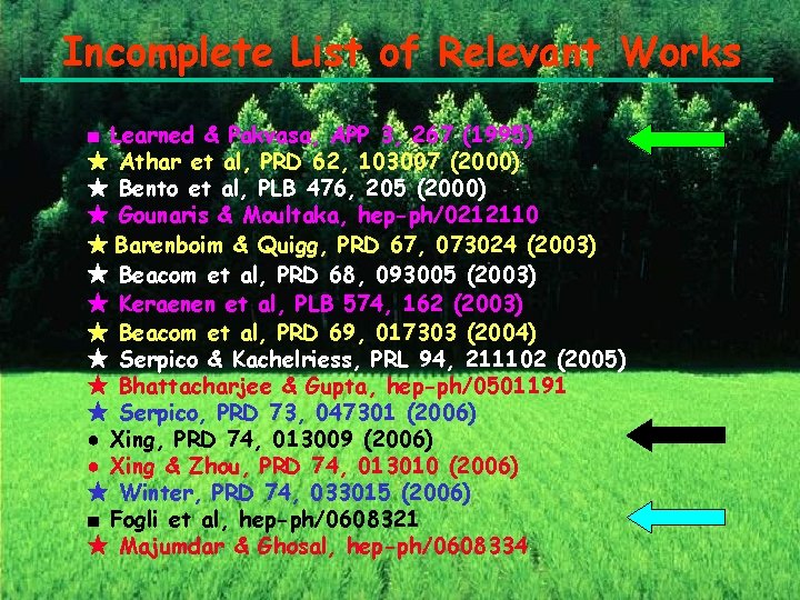 Incomplete List of Relevant Works ■ Learned & Pakvasa, APP 3, 267 (1995) ★