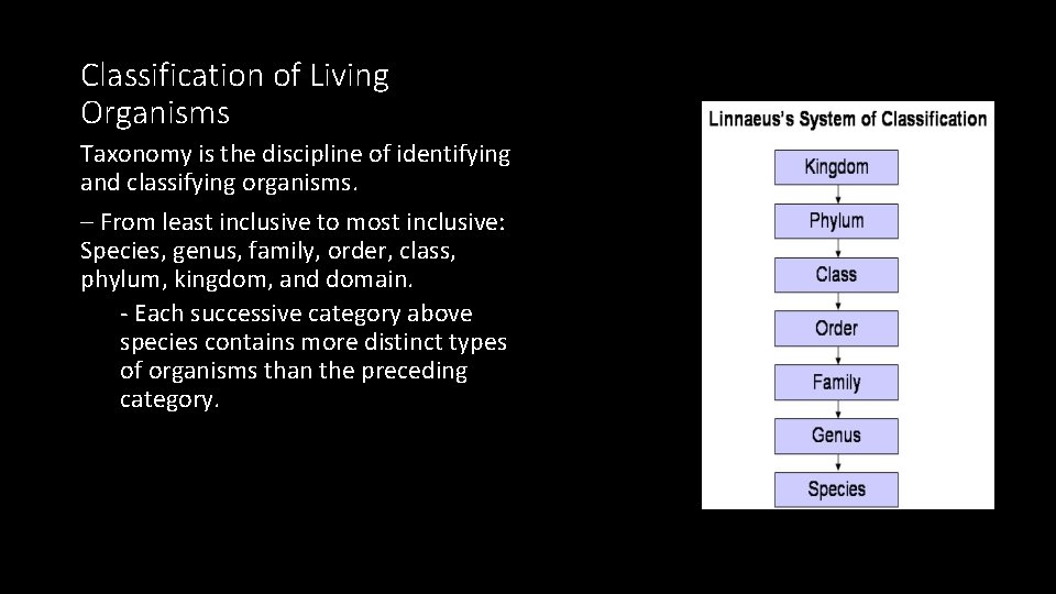 Classification of Living Organisms Taxonomy is the discipline of identifying and classifying organisms. –