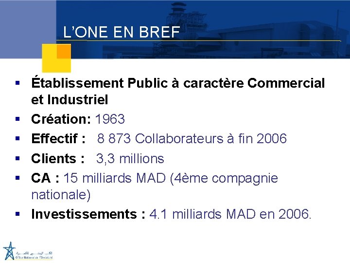OFFICE NATIONAL DE LELECTRICITE ASSEMBLEE GENERALE DE LUPDEA
