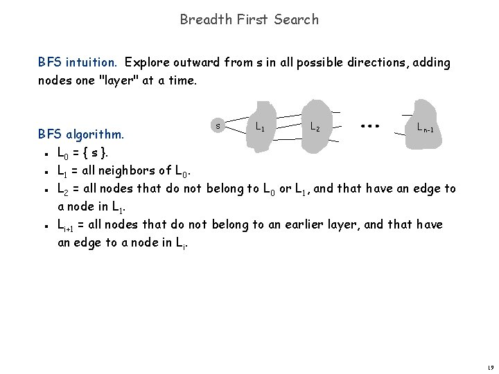 Breadth First Search BFS intuition. Explore outward from s in all possible directions, adding