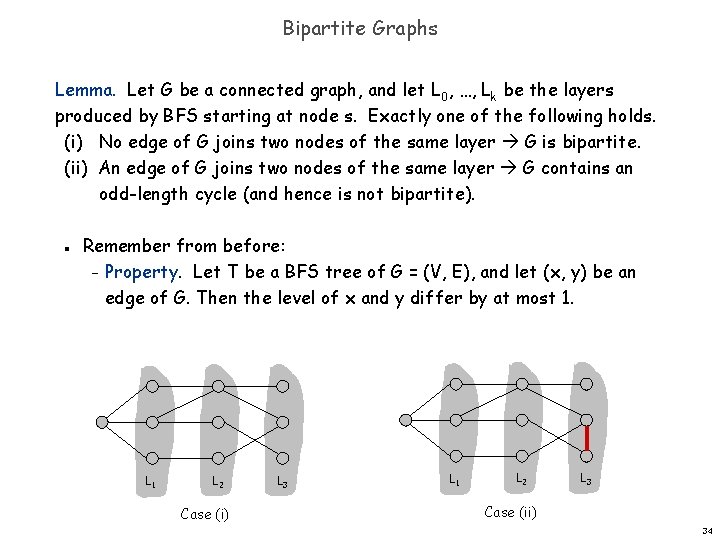 Bipartite Graphs Lemma. Let G be a connected graph, and let L 0, …,