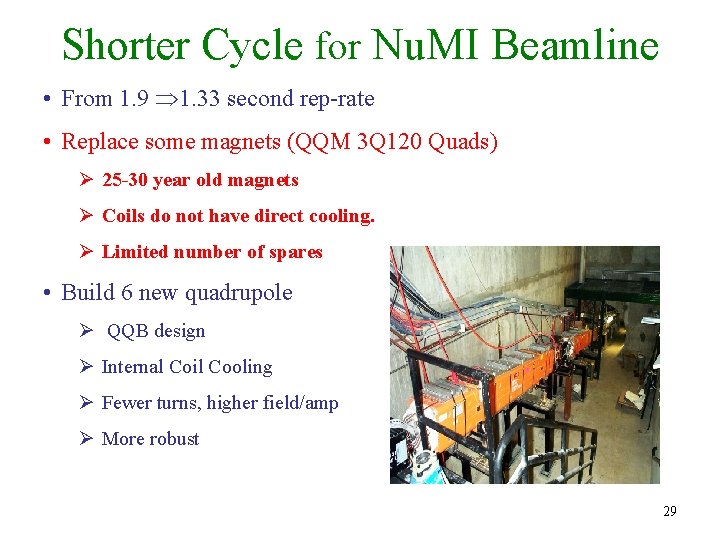 Shorter Cycle for Nu. MI Beamline • From 1. 9 1. 33 second rep-rate