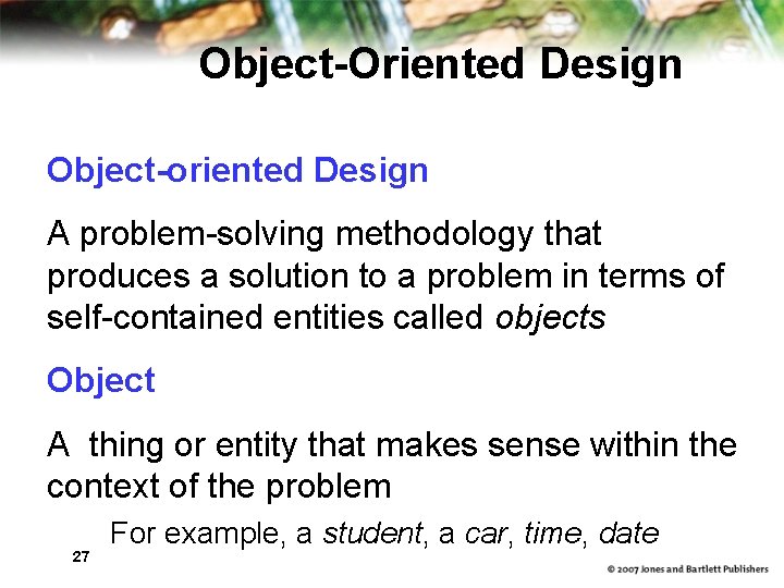 Object-Oriented Design Object-oriented Design A problem-solving methodology that produces a solution to a problem Object-Oriented Design Object-oriented Design A problem-solving methodology that produces a solution to a problem