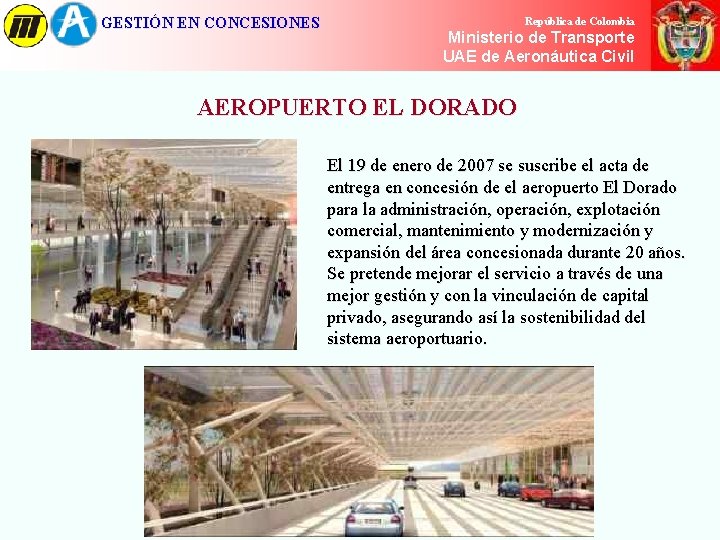GESTIÓN EN CONCESIONES República de Colombia Ministerio de de Transporte Ministerio Transporte UAE de