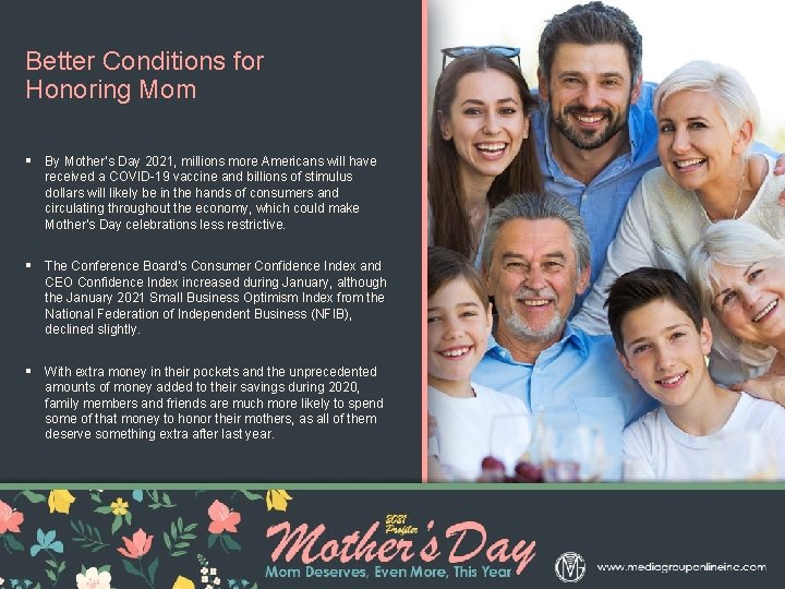 Better Conditions for Honoring Mom § By Mother’s Day 2021, millions more Americans will