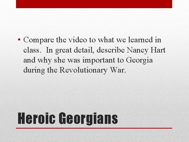  • Compare the video to what we learned in class. In great detail,
