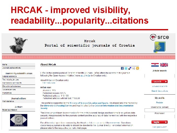 HRCAK - improved visibility, readability. . . popularity. . . citations 