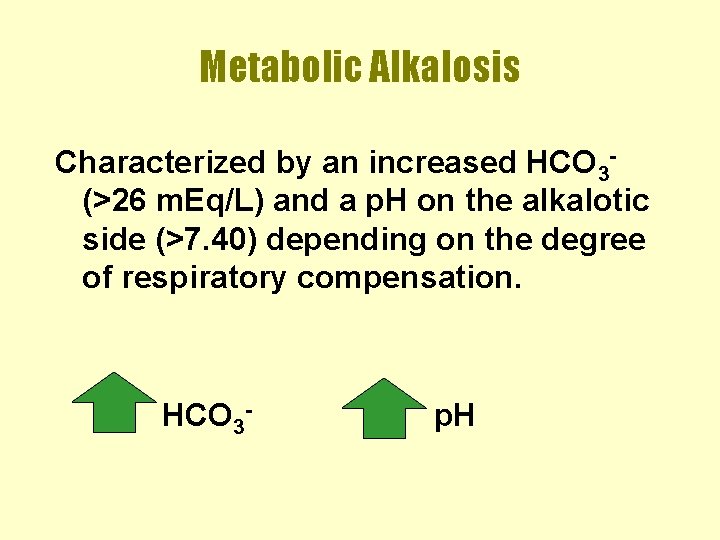 Metabolic Alkalosis Characterized by an increased HCO 3(>26 m. Eq/L) and a p. H