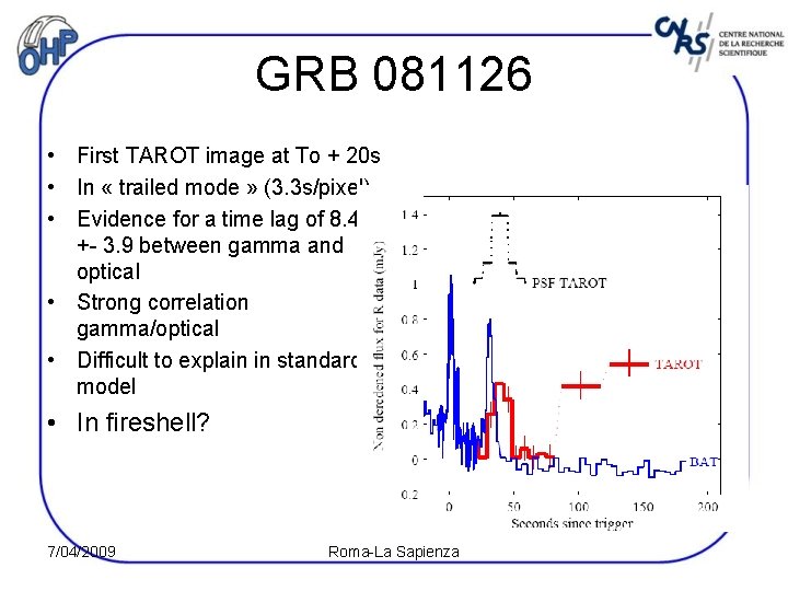 GRB 081126 • First TAROT image at To + 20 s • In «