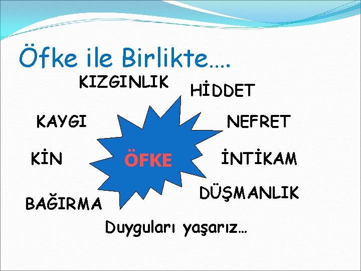 Öfke ile Birlikte…. KIZGINLIK KAYGI KİN BAĞIRMA HİDDET NEFRET ÖFKE İNTİKAM DÜŞMANLIK Duyguları yaşarız…