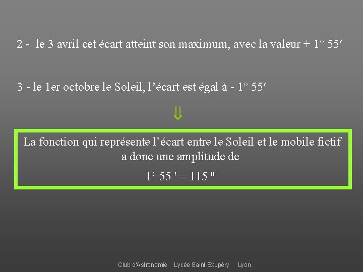 2 - le 3 avril cet écart atteint son maximum, avec la valeur +