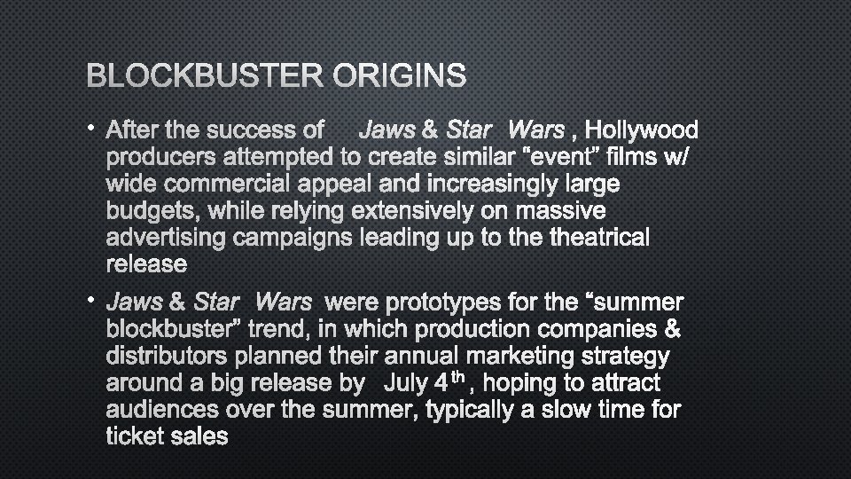 BLOCKBUSTER ORIGINS • AFTER THE SUCCESS OF JAWS & STAR WARS, HOLLYWOOD PRODUCERS ATTEMPTED