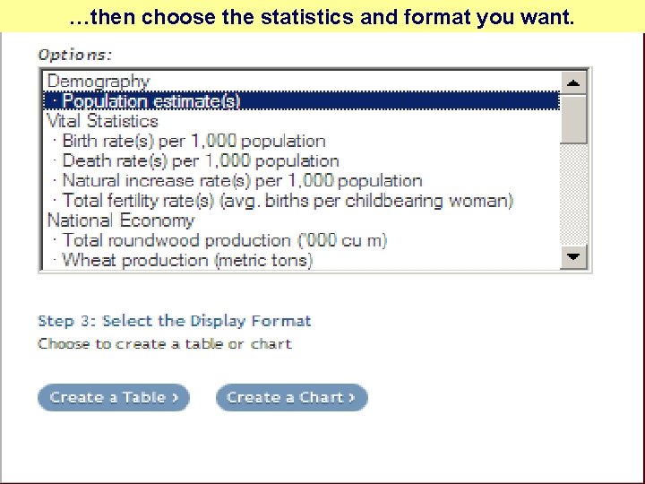 …then choose the statistics and format you want. 