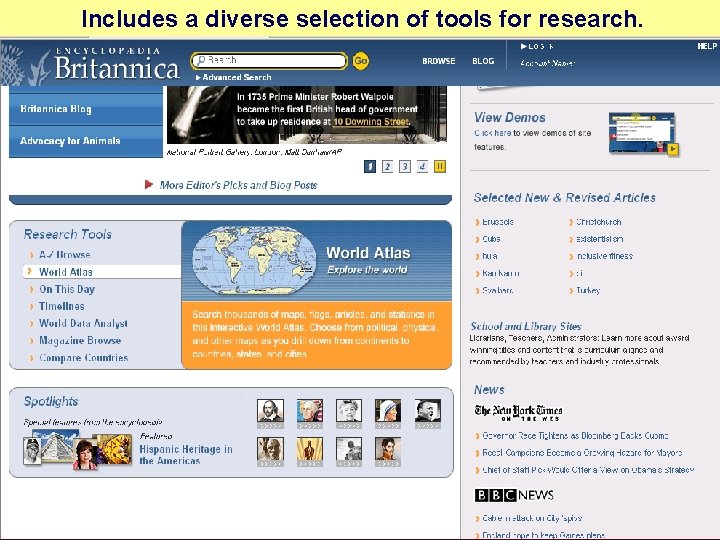 Includes a diverse selection of tools for research. 