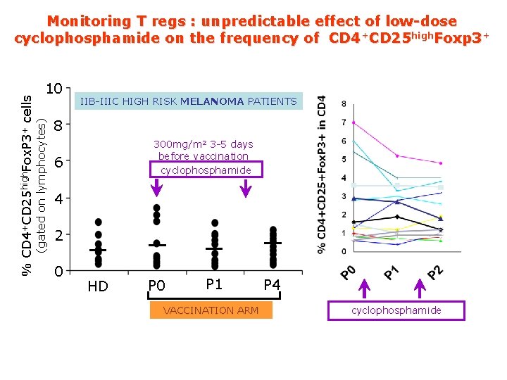 10 (gated on lymphocytes) % CD 4+CD 25 high. Fox. P 3+ cells Monitoring