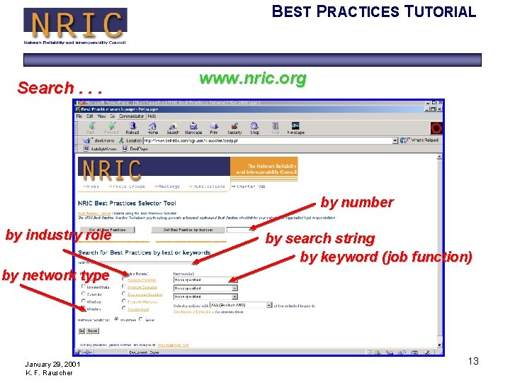 BEST PRACTICES TUTORIAL Search. . . www. nric. org by number by industry role