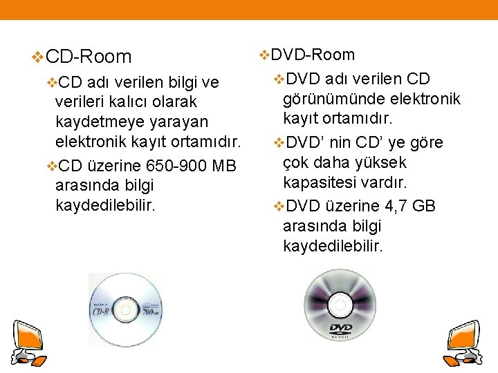 v. DVD-Room v. CD-Room v. DVD adı verilen CD v. CD adı verilen bilgi