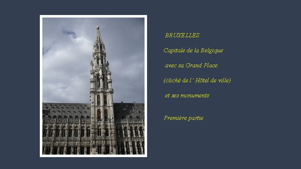 BRUXELLES Capitale de la Belgique avec sa Grand Place (cliché de l’ Hôtel de