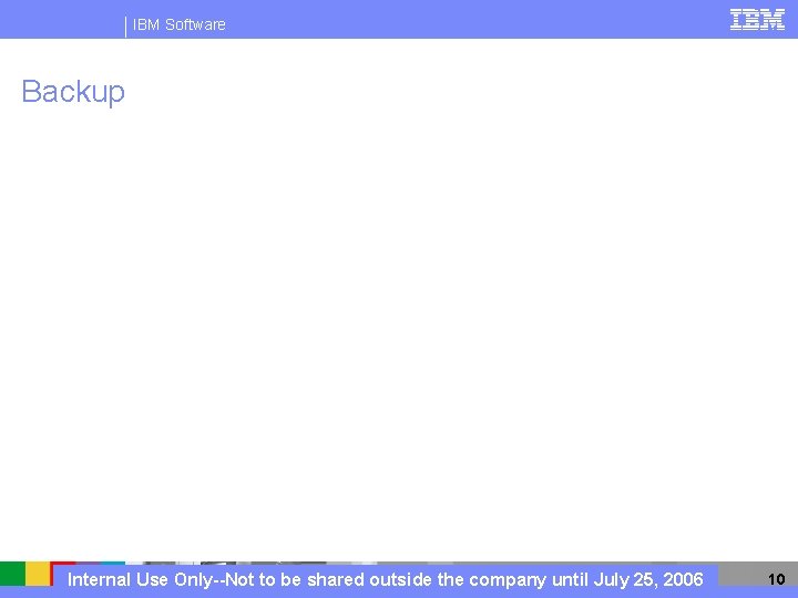 IBM Software Backup Internal Use Only--Not to be shared outside the company until July