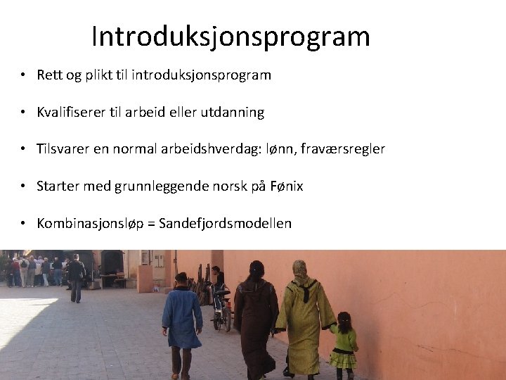 Introduksjonsprogram • Rett og plikt til introduksjonsprogram • Kvalifiserer til arbeid eller utdanning •