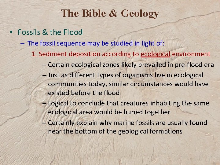 The Bible & Geology • Fossils & the Flood – The fossil sequence may