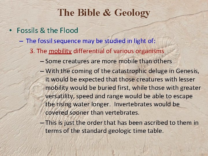 The Bible & Geology • Fossils & the Flood – The fossil sequence may
