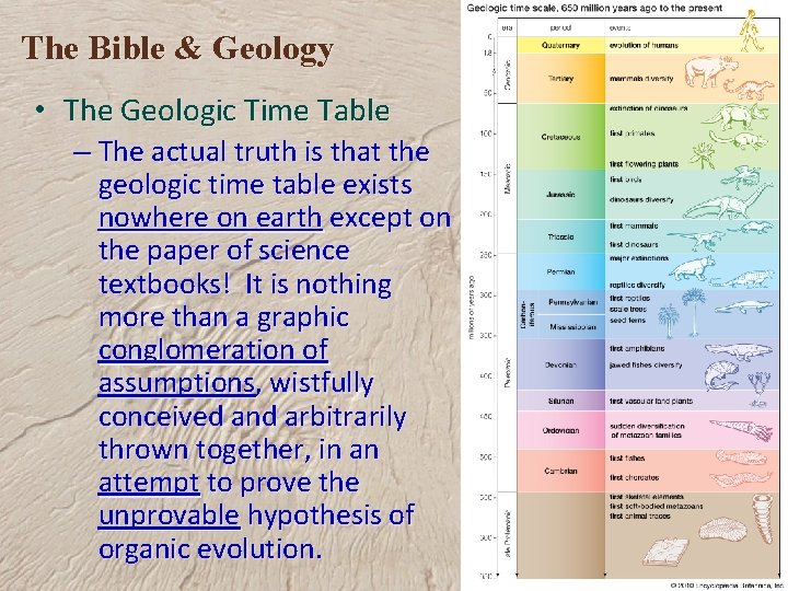 The Bible & Geology • The Geologic Time Table – The actual truth is