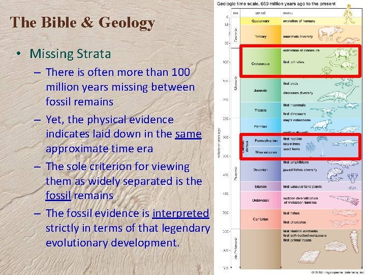 The Bible & Geology • Missing Strata – There is often more than 100