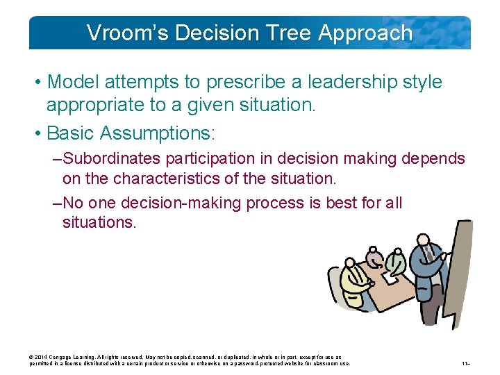 Vroom’s Decision Tree Approach • Model attempts to prescribe a leadership style appropriate to