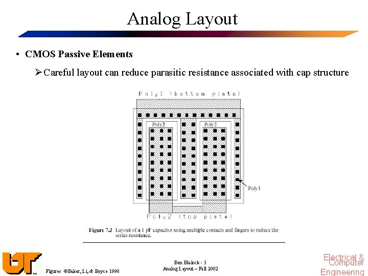 Analog Layout • CMOS Passive Elements Ø Careful layout can reduce parasitic resistance associated