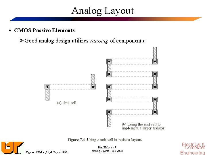Analog Layout • CMOS Passive Elements Ø Good analog design utilizes ratioing of components: