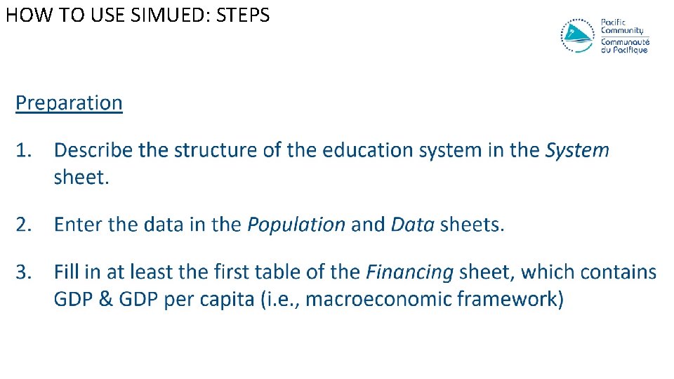 HOW TO USE SIMUED: STEPS 
