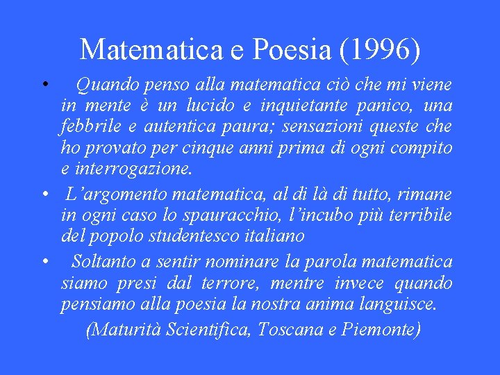 Matematica e Poesia (1996) • Quando penso alla matematica ciò che mi viene in