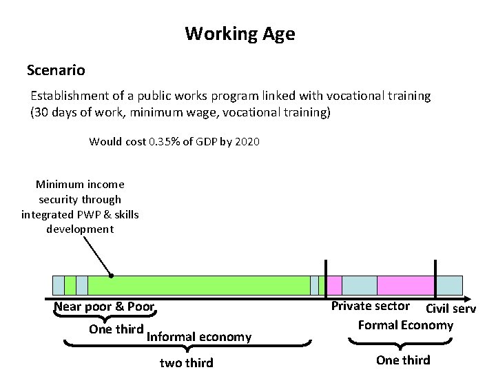 Working Age Scenario Establishment of a public works program linked with vocational training (30