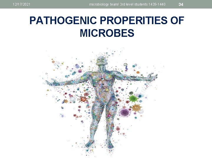 12/17/2021 microbiology team/ 3 rd level students 1439 -1440 34 PATHOGENIC PROPERITIES OF MICROBES