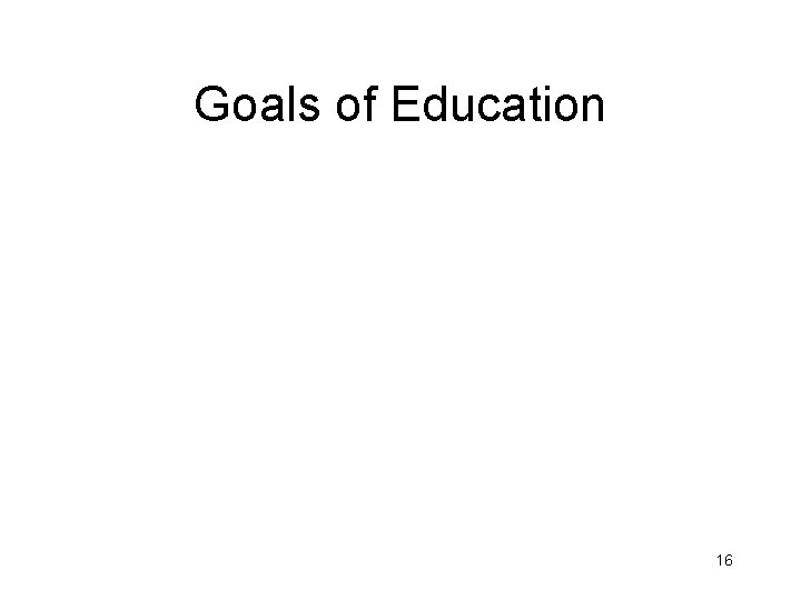 Goals of Education 16 